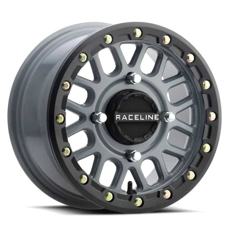 Raceline A93sg Podium 14X7in/4X137 Bp/10Mm Offset/110.18Mm Bore - Grey & Black Ring Beadlock Wheel 1