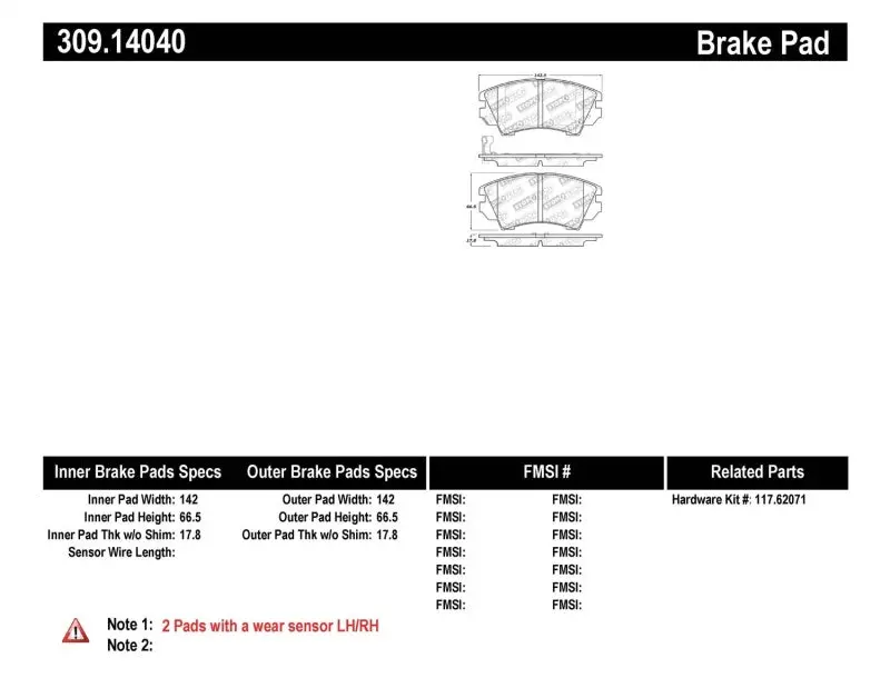 Stoptech Performance Front Brake Pads 11-16 Chevy Caprice 1