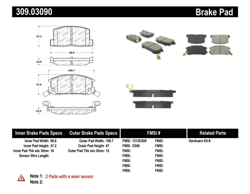 Stoptech Performance Brake Pads 1