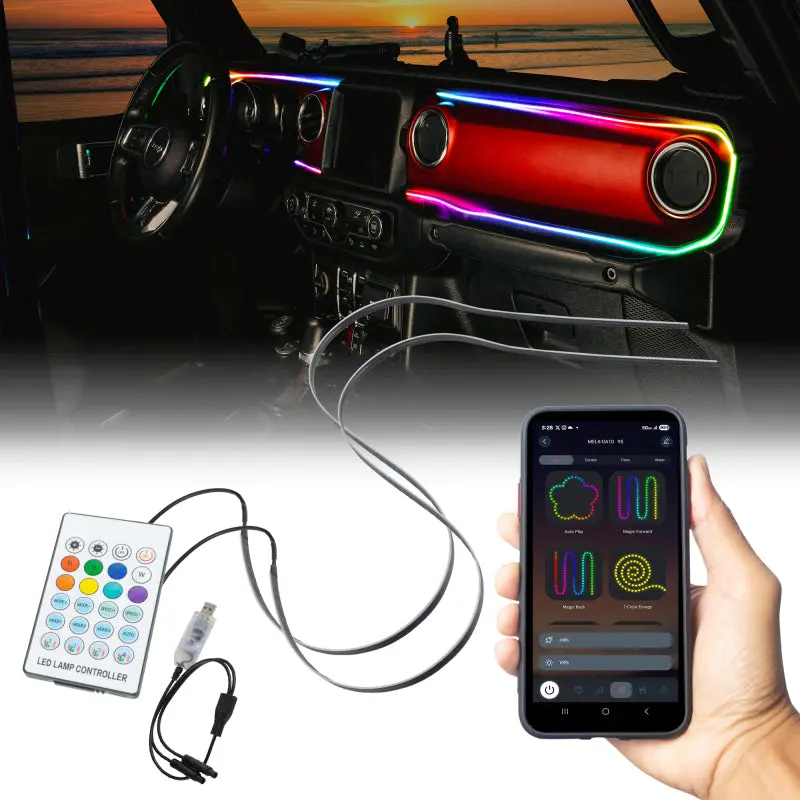 Oracle 18-23 Jeep Wrangler Jl/Gladiator Jt Dynamic Colorshift Led Interior Dash Board Kit 1