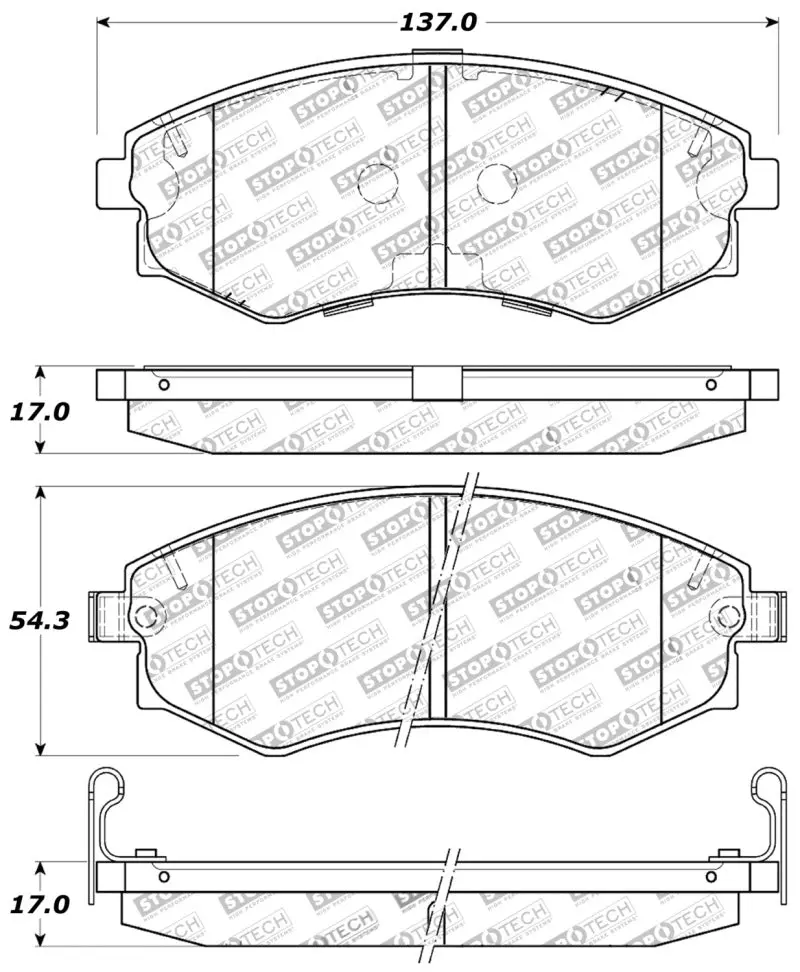 Stoptech Performance 89-1/94 Nissan 240Sx (W/Abs) 92-01/05-06 Hyundai Elantra Front Brake Pads 1