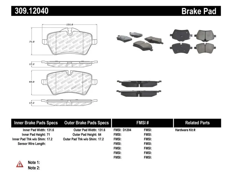 Stoptech Performance 06-09 Mini Cooper/Cooper S Front Brake Pads 1