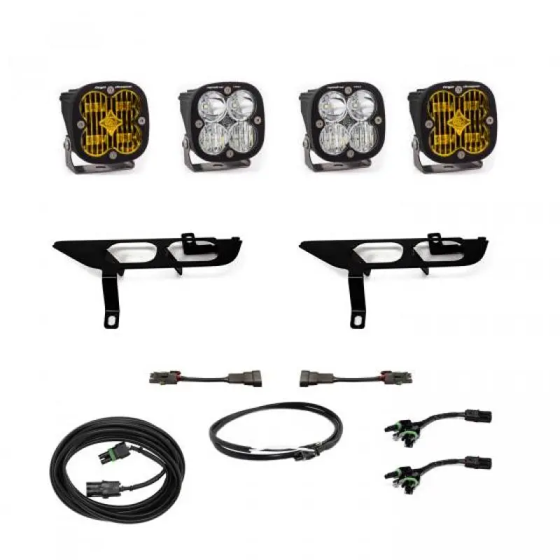 Baja Designs 2021+ Ford F150 Fog Pocket Kit Sae Amber Squadron Pro Dc 1