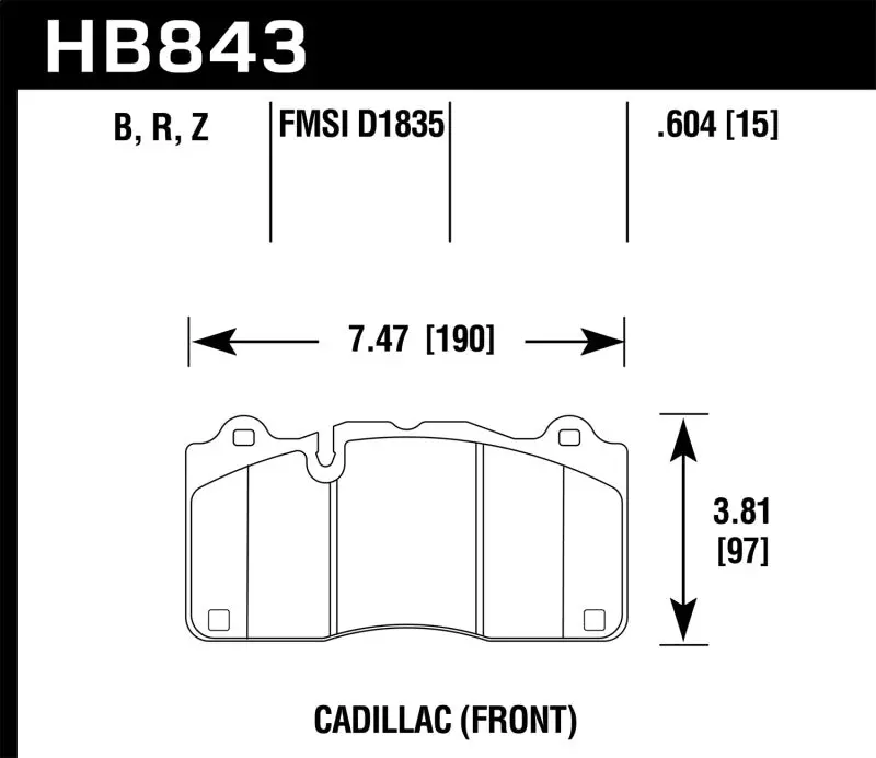 Hawk 2016 Cadillac Cts Hp+ Street Front Brake Pads 1