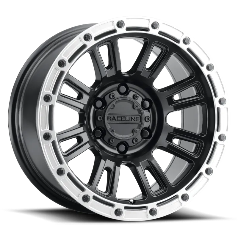 Raceline 956Bs Compass 18X9in / 8X170 Bp / -12Mm Offset / 125.2Mm Bore - Black & Silver Lip Wheel 1