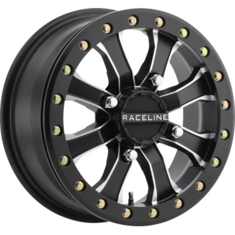 Raceline A71mb Mamba 14X6in/4X110 Bp/5+1 40Mm Offset/80.3Mm Bore - Black & Machined Beadlock Wheel 1