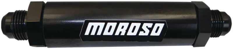 Moroso In-Line Fuel Filter - 6.5In -10An - 40 Micron Ss Filter - Aluminum 1