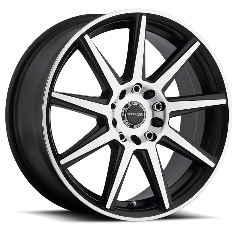 Raceline 144M Storm 18X7.5In / 5X108/5X114.3 Bp / 42Mm Offset / 72.62Mm Bore- Black & Machined Wheel 1