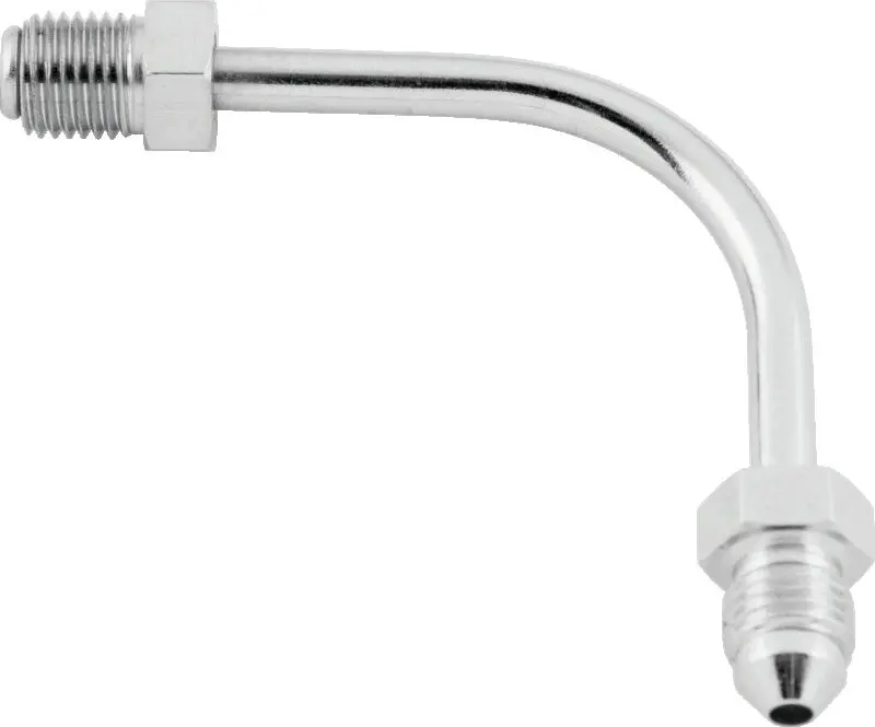 Twin Power Stainless Brake Fitting Male 3/8-24 Inverted Flare To An-3 Male 90  Adaptor Tube Long 1