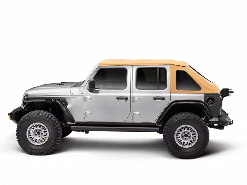 Rugged Ridge 18-25 Jeep Wrangler Jku 4Dr Voyager Fastback Frameless Soft Top - Tan 1