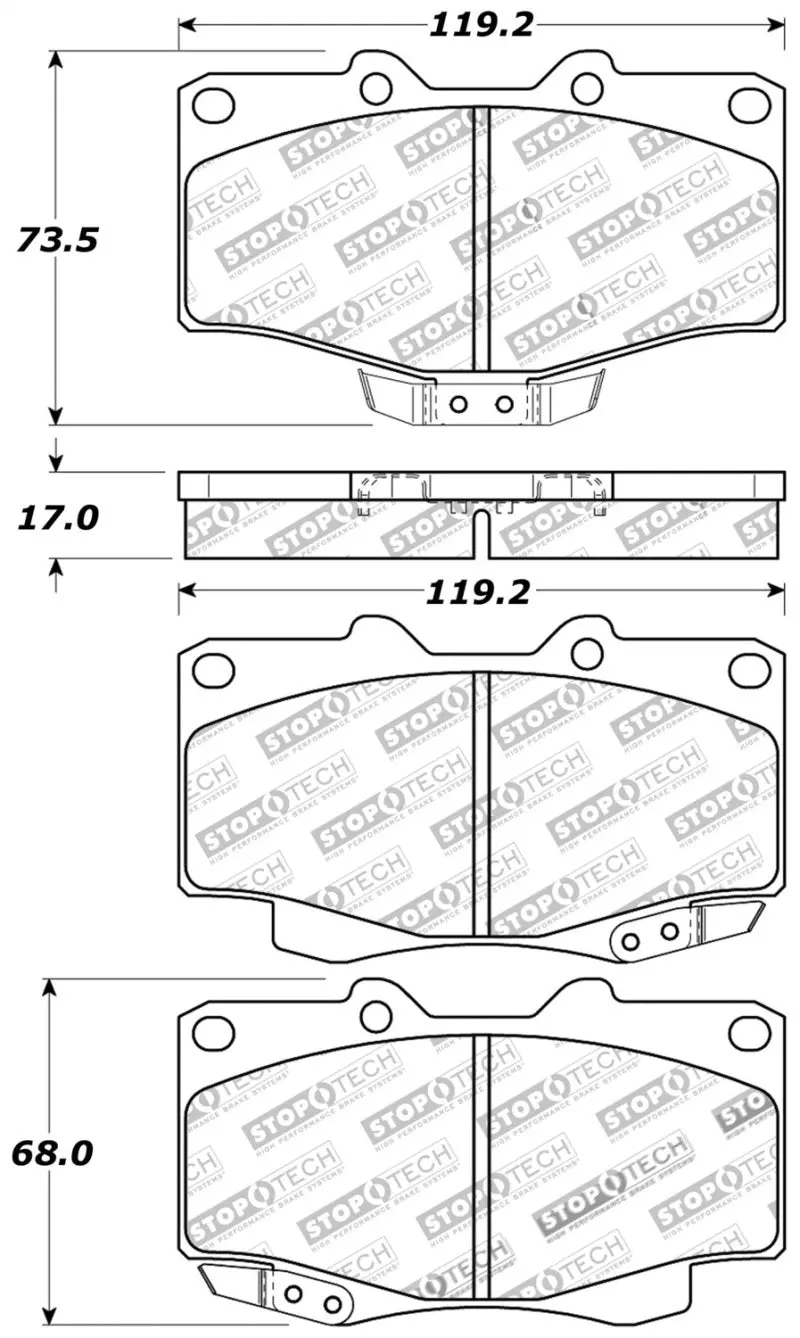 Stoptech Sport Brake Pads W/Shims And Hardware - Front 1