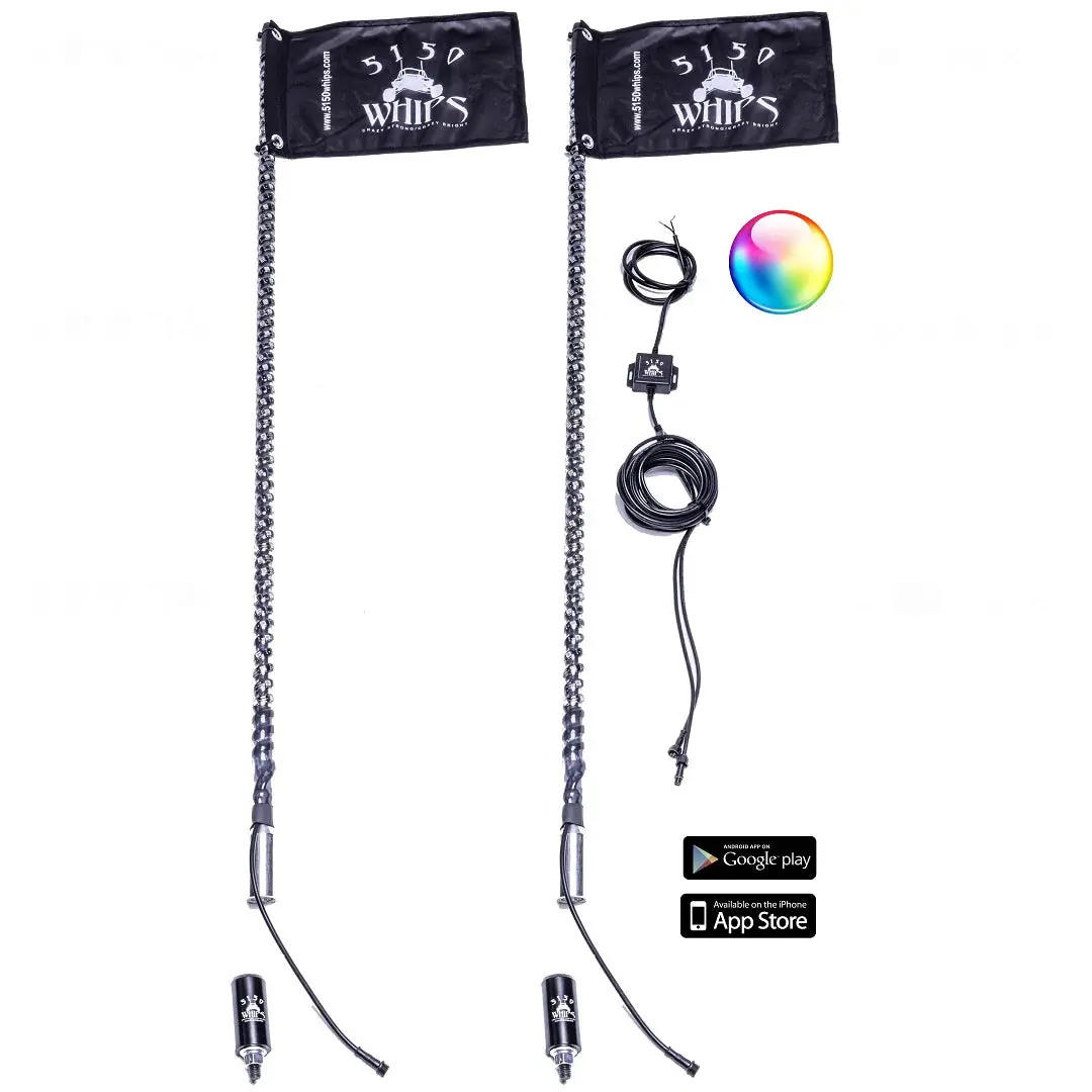 2X 187 Led Whips (1 Pair) 2Ft 1