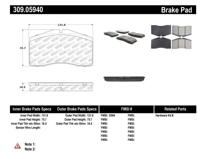 Stoptech Performance 92-98 Porsche 911 Front Brake Pads 1