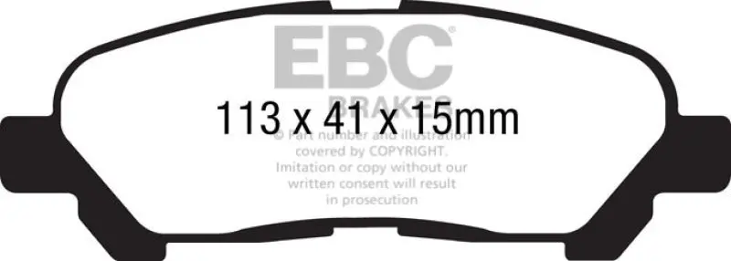 Ebc 09-13 Toyota Highlander 2.7 2Wd/4Wd Extra Duty Rear Brake Pads 1