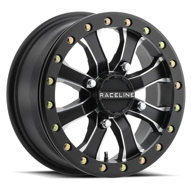 Raceline A71mb Mamba 15X6in / 4X156 Bp / 40Mm Offset / 132.5Mm Bore- Black & Machined Beadlock Wheel 1
