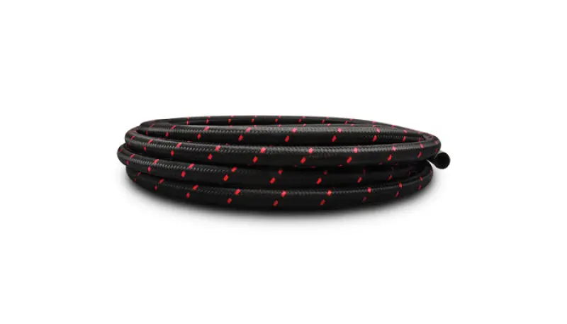 Vibrant -4 An Two-Tone Black/Red Nylon Braided Flex Hose (5 Foot Roll) 1