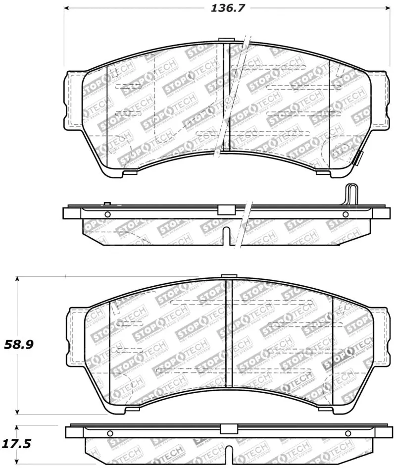 Stoptech Performance 06-10 Ford Fusion / 07-10 Lincoln Mkz / 06-09 Mazda 6 Front Brake Pads 1