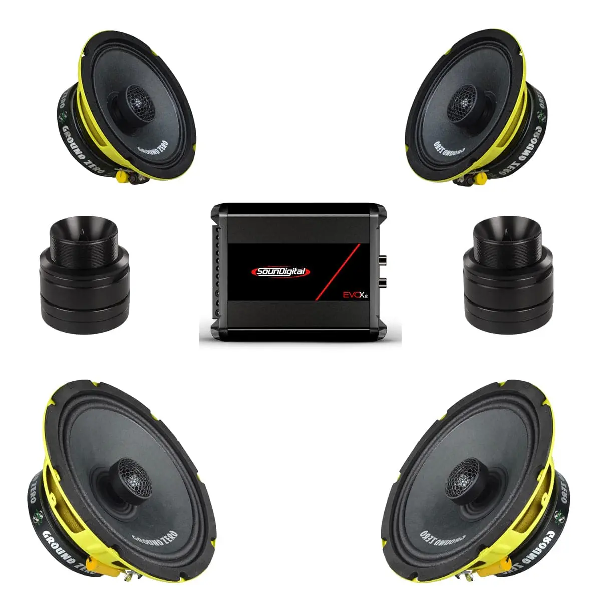 6.5", 8" Speakers, Amplifier & Tweeter Combo 1