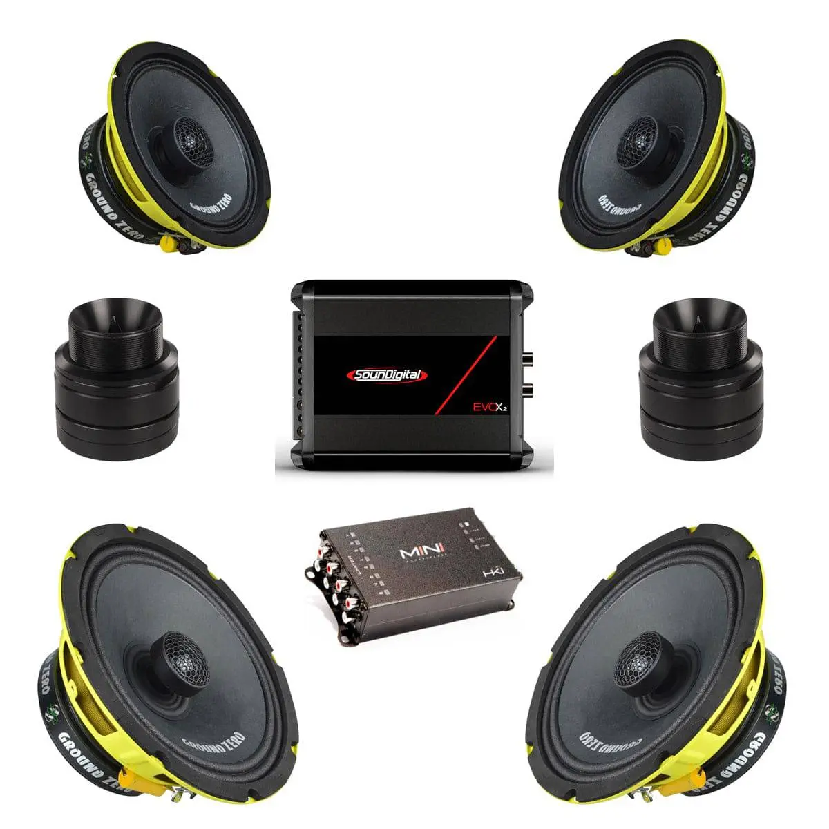 6.5", 8" Speakers, Amplifier, Dsp & Tweeter Combo 1