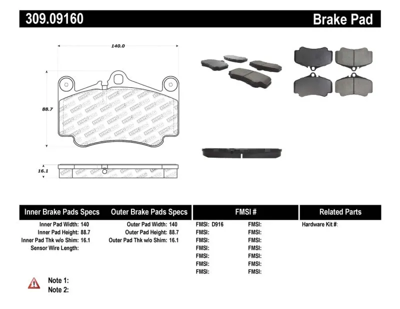 Stoptech Performance Brake Pads 1