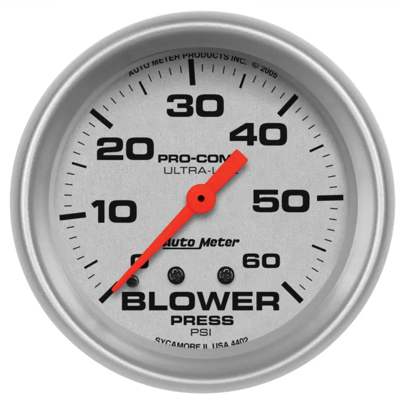Autometer Ultra-Lite 2-5/8In Blower Pressure Gauge - 60Psi / Mechanical 1