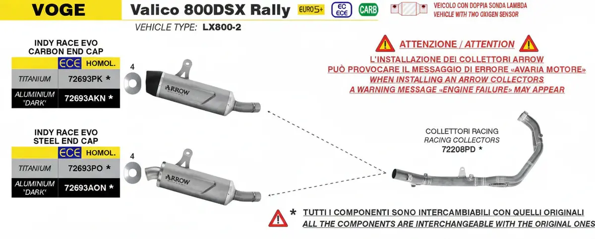 Voge Valico 800Dsx Rally E5+ 2025 Stainless Steel Collectors - 72208Pd 1