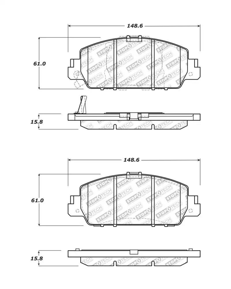 Stoptech 14-18 Ford Fusion Se Luxury Street Performance Front Brake Pads 1
