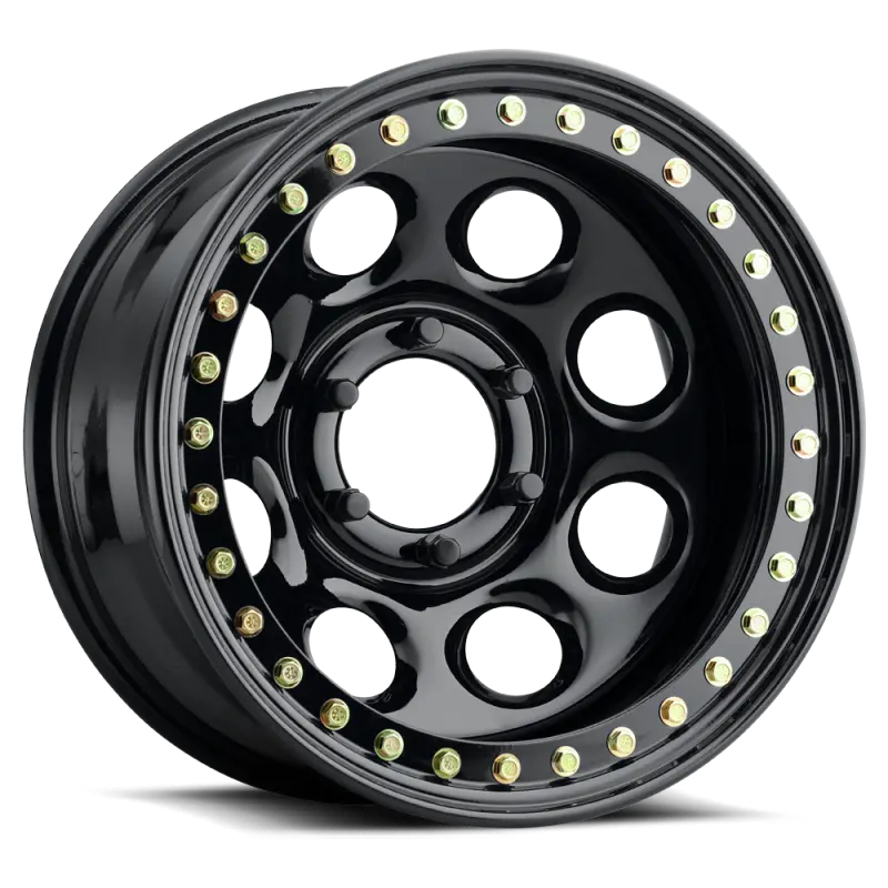 Raceline Rt81 Rock 8 16X8in / 5X114.3 Bp / -19Mm Offset / 83.82Mm Bore - Gloss Black Beadlock Wheel 1