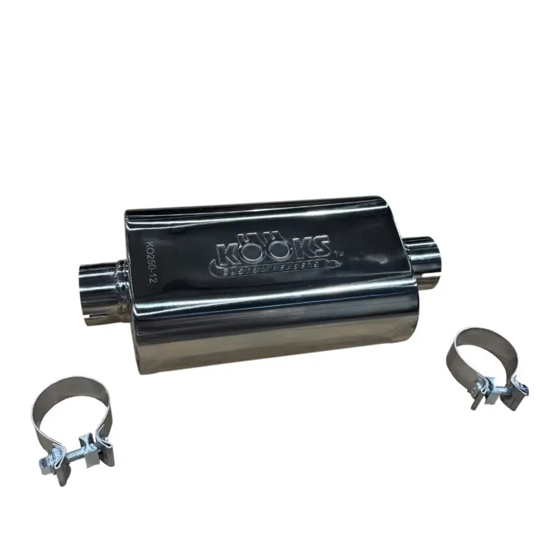 Kooks 2.5In Oval Clamp In Muffler 12In Long Body Polished Stainless Steel 1