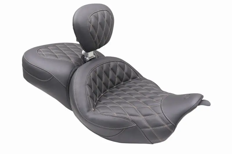 Mustang 08-25 Harley Fl Touring Rd King Sp, Rd Glide Ltd, Dble Diamond St Backrest - Black/T 1