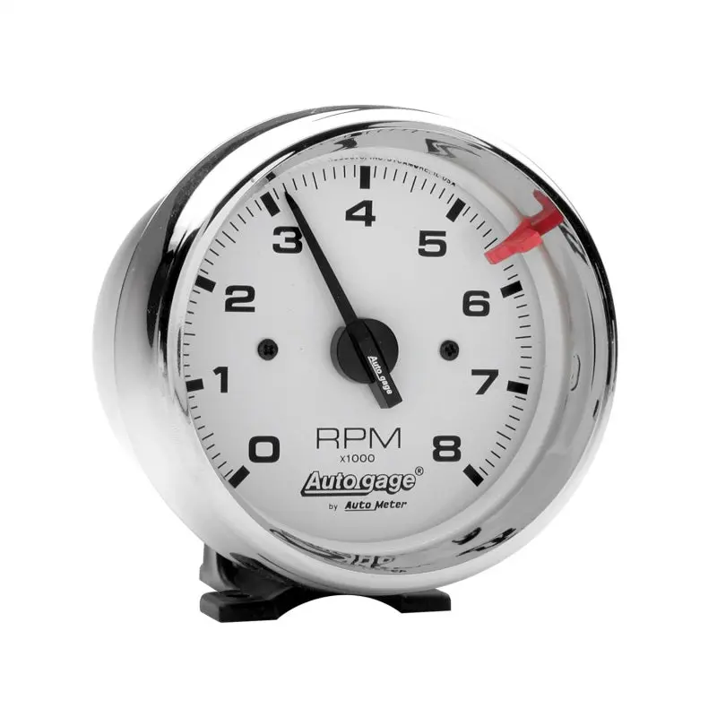 Autometer Autogage 3-3/4In White 8000 Rpm Pedestal Mount Tachometer 1