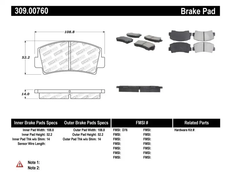Stoptech Performance Brake Pads 1