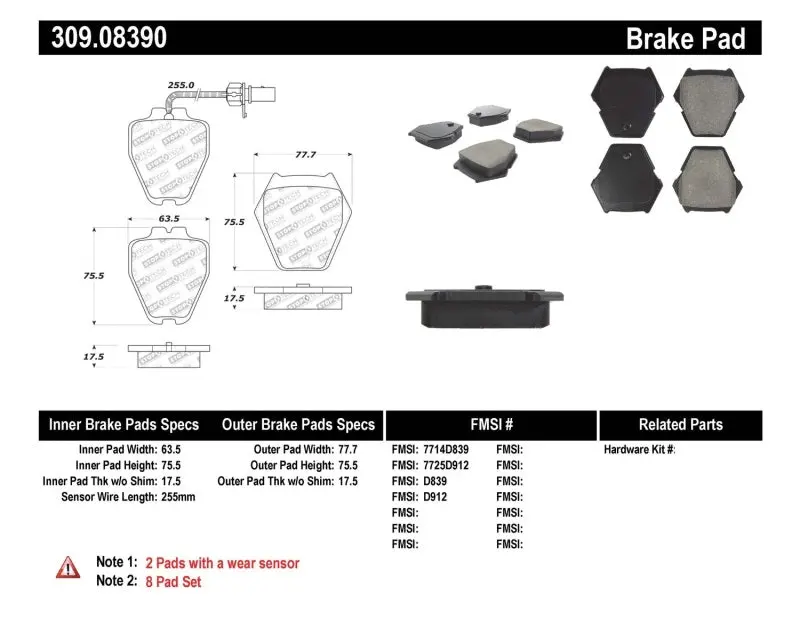 Stoptech Performance Brake Pads 1
