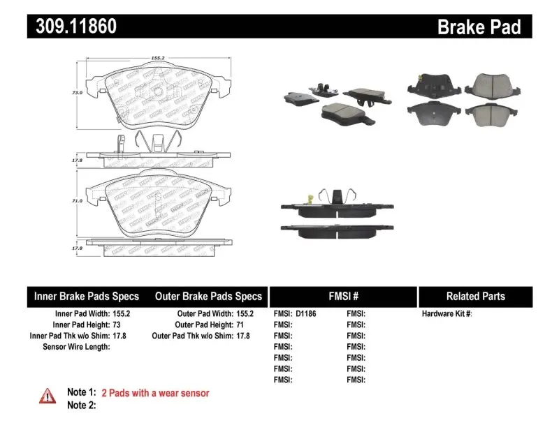 Stoptech Performance 06-07 Mazda 6 Front Brake Pads 1