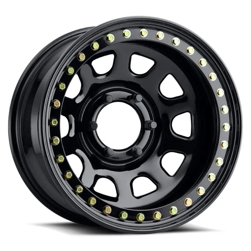 Raceline Rt51 Daytona Rock 15X10in/5X114.3 Bp/-44Mm Offset/83.82Mm Bore - Gloss Black Beadlock Wheel 1