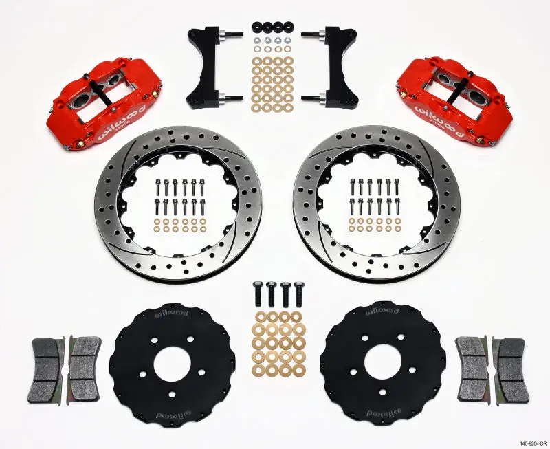 Wilwood Narrow Superlite 6R Front Hat Kit 13.06In Drilled Red Mitsubishi Evo Viii 1