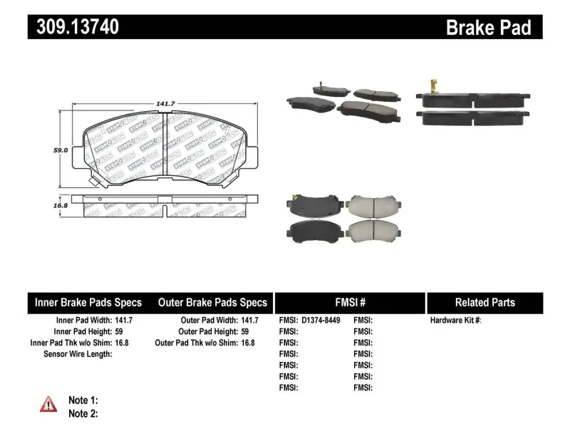 Stoptech Performance Brake Pads 1