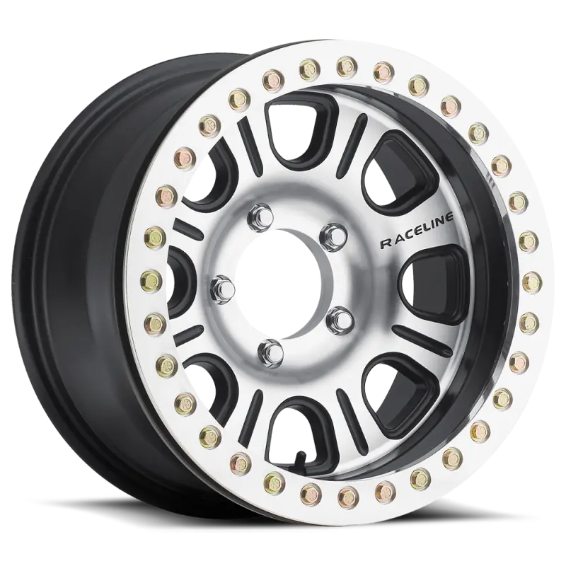 Raceline Rt232 Monster 17X8.5In/8X165.1 Bp/-6Mm Offset/130.81Mm Bore - Blk & Machined Beadlock Wheel 1