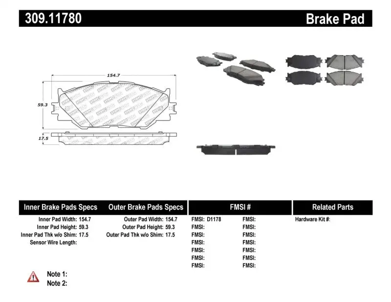 Stoptech Performance 06-10 Lexus Is250 Front Brake Pads 1