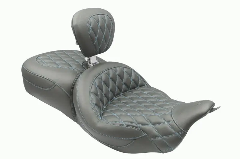Mustang 08-25 Harley Fl Touring Rd King Sp, Rd Glide Ltd, Dble Diamond St Backrest - Black/Sb 1