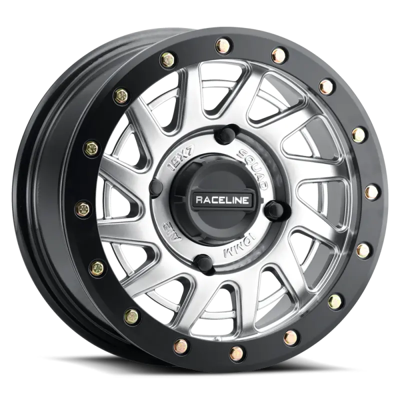 Raceline A12sb Squad 15X7in/4X137 Bp/10Mm Offset/110.18Mm Bore - Silver & Black Ring Beadlock Wheel 1