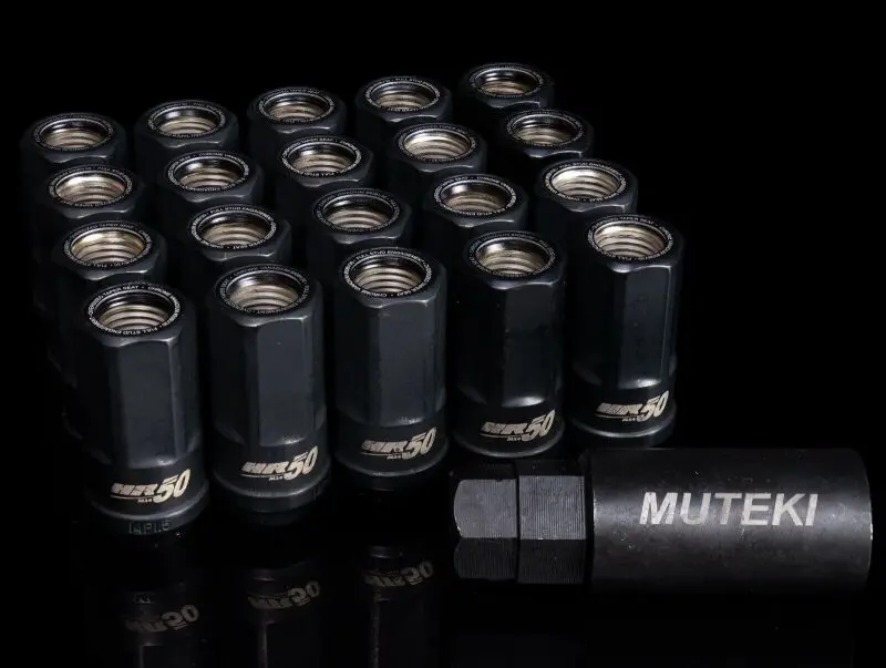 Wheel Mate Muteki Hr50 Open End Lug Nuts - Black W/ Black Ring 14X1.50 1