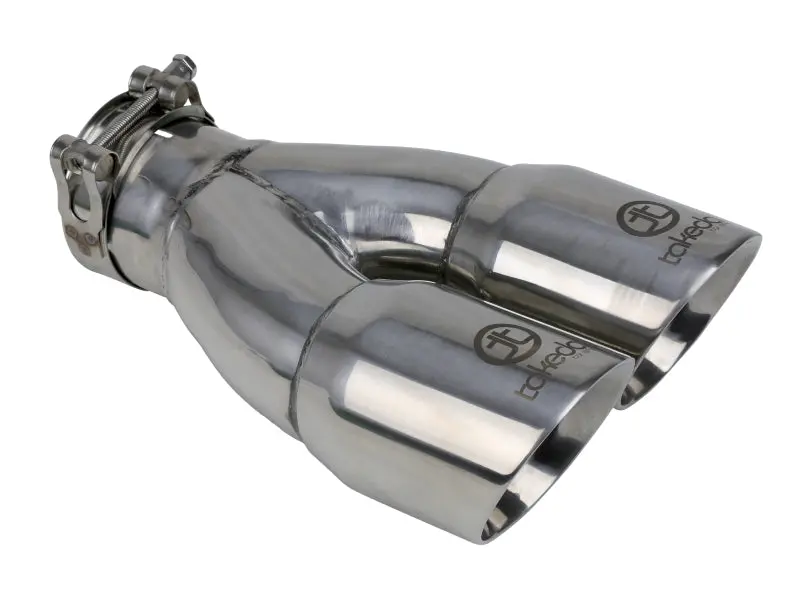 Afe Takeda 2.5In 304 Stainless Steel Clamp-On Exhaust Tip 2.5In Inlet 3In Dual Outlet - Polished 1