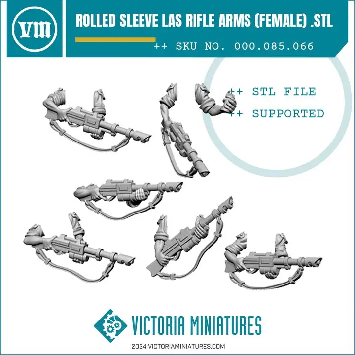 Rolled Sleeve Las Rifle Arms Female .Stl Download 1