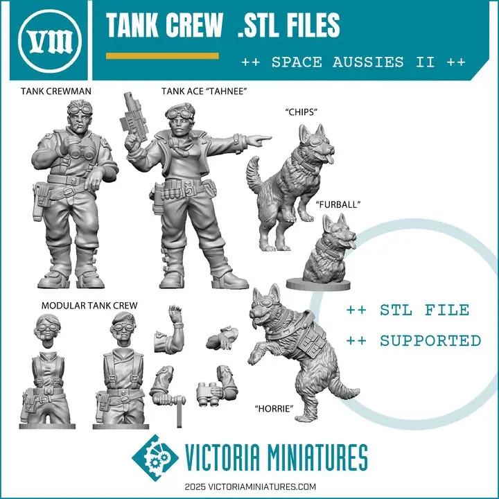 Tank Crew And Dogs .Stl Download 1