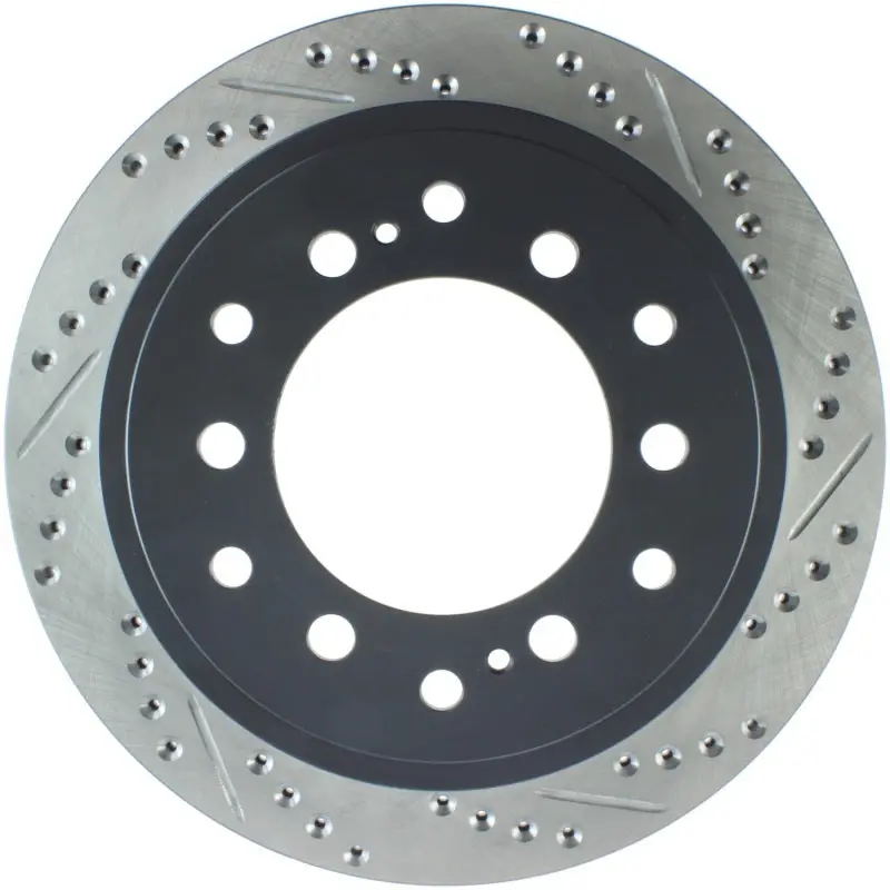 Stoptech Power Slot 03-09 Toyota 4 Runner / 03-09 Lexus Gx470 Drilled & Slotted Left Rear Rotor 1