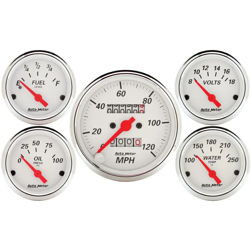 Autometer 5 Piece Kit (Mech Speed/Elec Oil Press/Water Temp/Volt/Fuel Level) 1