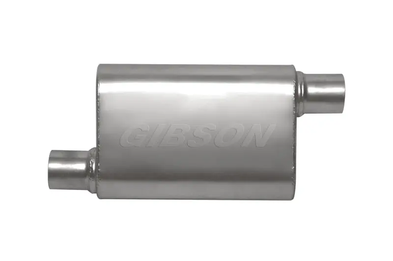 Gibson Cft Superflow Offset/Offset Oval Muffler - 4X9x18in/2.5In Inlet/2.5In Outlet - Stainless 1