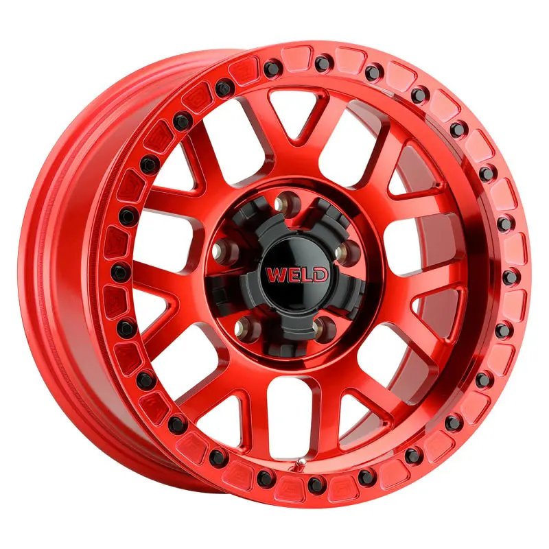 Weld Off-Road W905 17X9 Cinch Beadlock 6X135 6X139.7 Et-12 Bs4.50 Candy Red / Red Ring 106.1 1