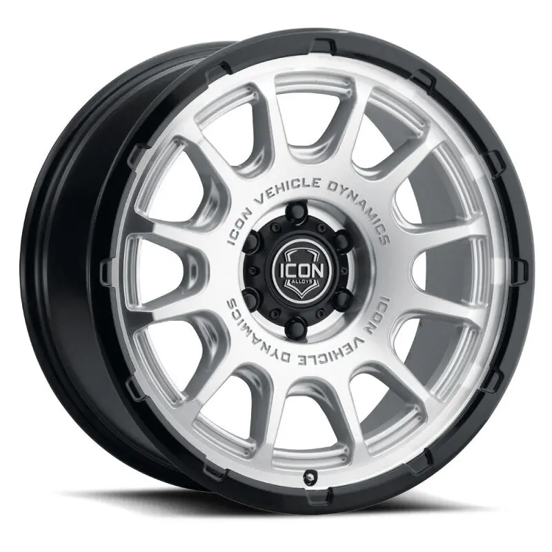 Icon Alloys Rancho 20X9 / 5X150 / 16Mm / 5.625In Bs Silver Machined W/ Gloss Black Lip Wheel 1